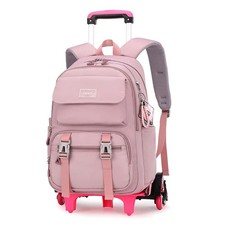 Rolling Backpack Luggage BookBag with Wheels Trolley Bag Wheeled Travel Backp...