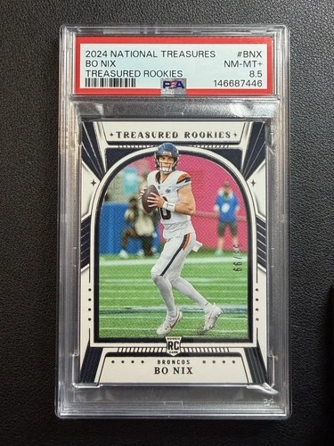 Bo Nix 2024 Panini National Treasures #’d /99 ROOKIE RC SP PSA 8.5 NM-MINT+