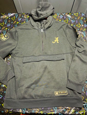 Colosseum Alabama Crimson Tide Men  s Gray Quarter-Zip Hoodie Sweatshirt L