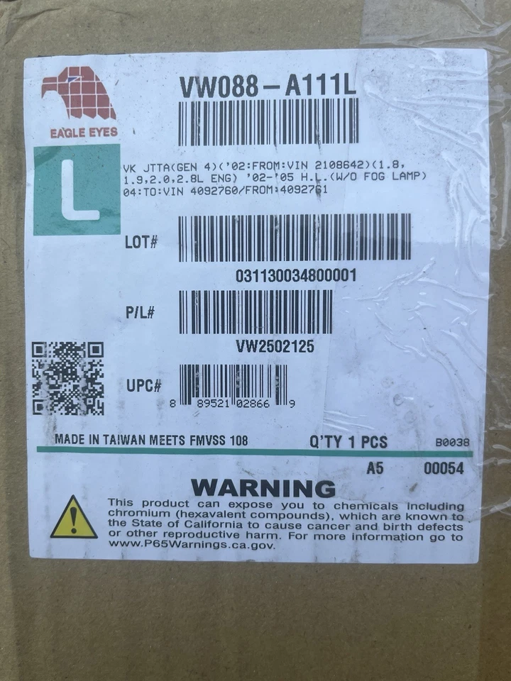 Faros VW Jetta 02-05. Nuevos conjuntos izquierda y derecha sin faros antiniebla Foto 2 de 3