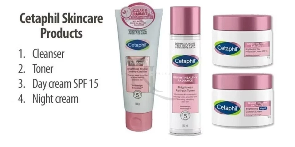 Набор Cetaphil Bright Healthy Radiance очищающее средство для ухода за кожей тоник дневной и ночной крем - Изображение 4 из 4