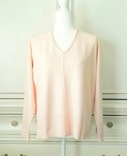 French Connection Blush Peach Long Sleeve Side Slit Relaxed Sweater Small NWT