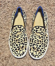 Rothy's Low Top Slip-On Sneakers Animal Print Beige/Black/Blue US 7