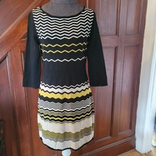 Nine West Sz M Chevron Pointelle Chevron Mitre Print Sweater Sheath Shift Dress