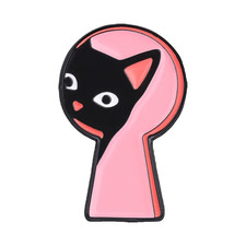 Keyhole Peeking Black Cat Enamel Pins Hide and Seek Kitten Brooch Lapel Badge