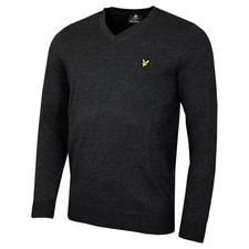 Image of Lyle & Scott Mens Cotton Merino V Neck Lightweight Golf Sweater 44% OFF RRP