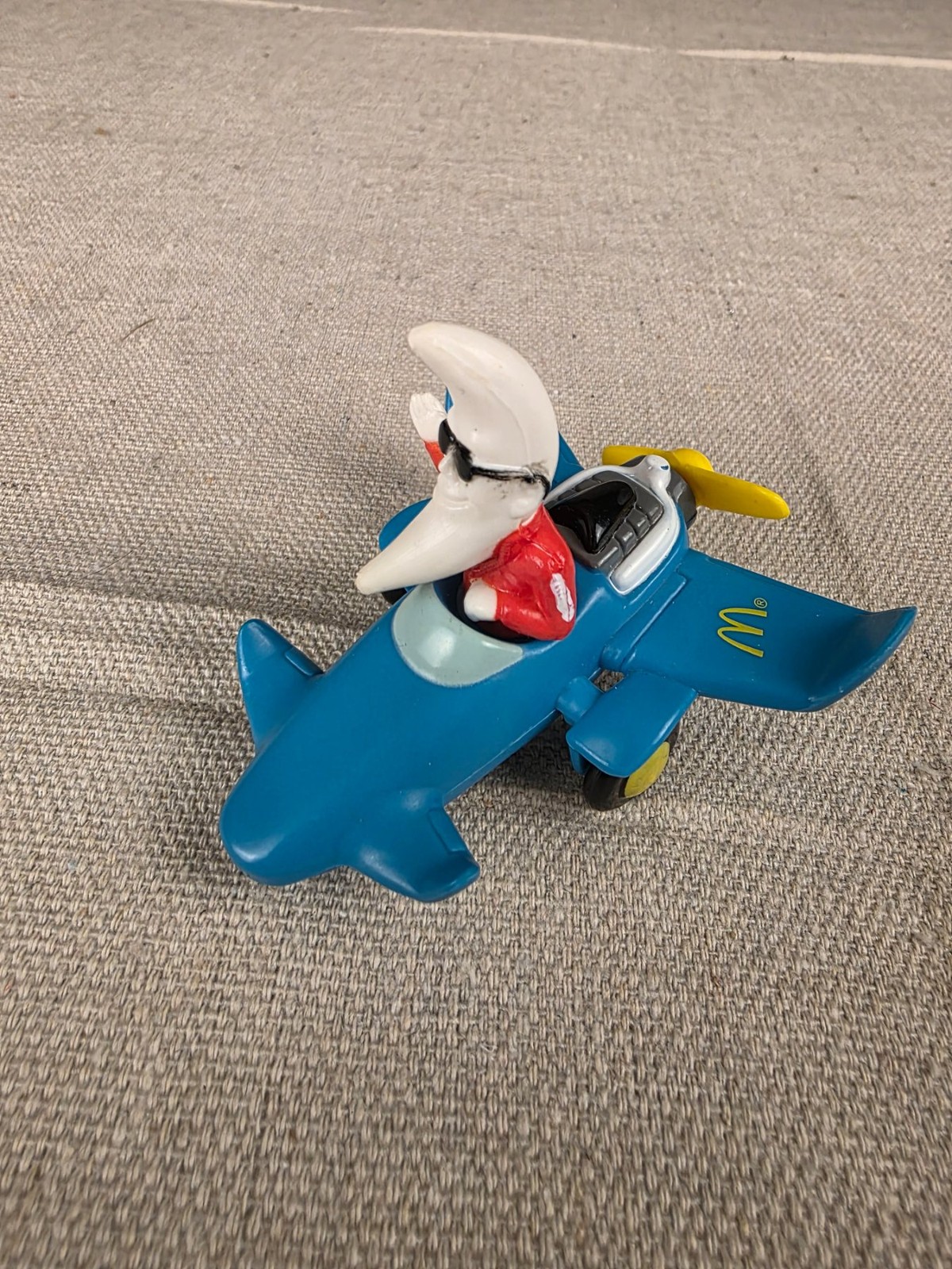 Vintage 1988 McDonald's Mac Tonight Moon Man Blue Airplane Toy