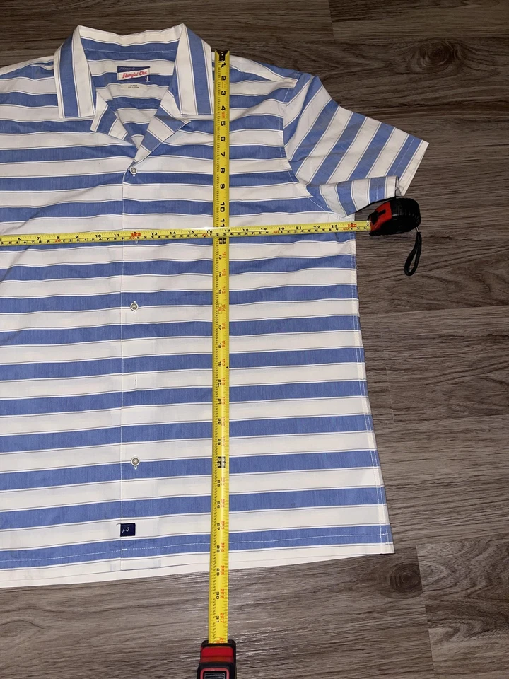 Johnnie-O 衬衫男式大号蓝色白色条纹露营领挂出 JMSM19 — 第 3/4 张图片