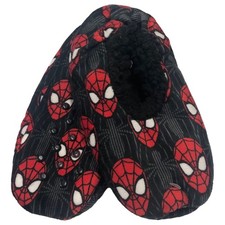Boys Black Sherpa Lined Spider-Man Slippers Shoes M/L 13-4 