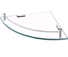 KES Bathroom Corner Floating Tempered Glass Shelf -Polished Stainless Steel Rail