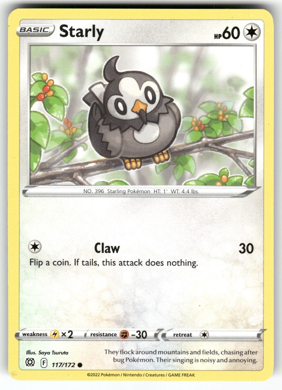 POKEMON STARLY 117/172 COMMON BRILLIANT STARS NM