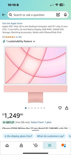 Locked Pink Apple 2021iMac All InOne M1Chip: 8-coreCPU 7-coreGPU 24-inch 8gb Ram - Afbeelding 8 van 8