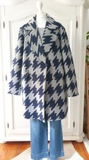 YEST Hahnentritt Frühlings Mantel 44 XXL grau blau Pepita Kurzmantel Jacke neuw.