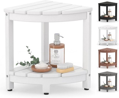 Corner Shower Stool for Inside Shower, HDPE Waterproof Shower Bench Seat Chair,