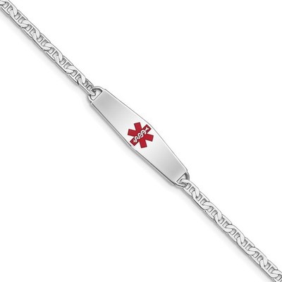 Sterling Silver Rhodium-plated Medical ID Anchor Link Bracelet - Size 7