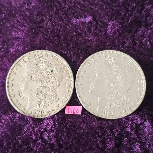 LOT of 2 🇺🇲🔥XF-AU 👀🔥1879-O & 1881-O Morgan Silver Dollars FAST SHIPPING 160