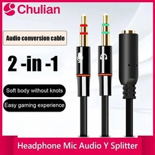 Headphone Microphone Audio Converter Splitter For Computer 3.5mm Female
