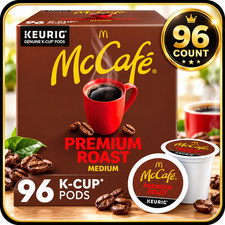 McCafe Premium Roast Coffee, Keurig Single Serve K-Cup Pods, Medium Roast. 96 co