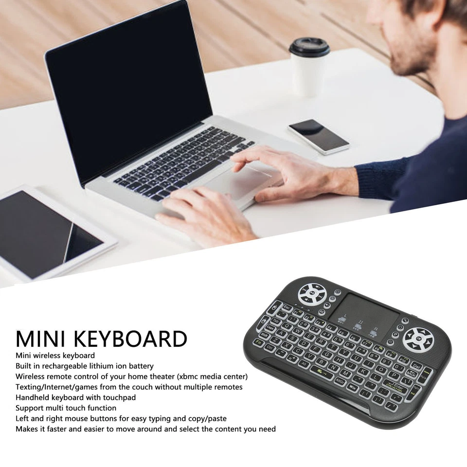 Mini Wireless Keyboard With Touchpad Support 2.4GHz RF Multi Touch - Image 3 of 4