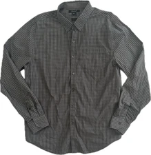 Structure Collection Mens Long Sleeve Shirt, Gray, Gingham, Size Large