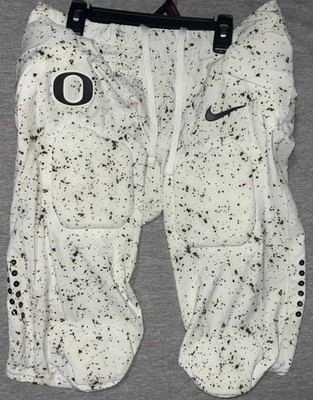 #ad 2021 OREGON DUCKS PE GAME WORN Nike Speckled Eggshell Football Pants With Pads $29.99