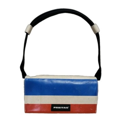 FREITAG Laura F71 Shoulder Bag Small Purse Striped Blue Red Beige Logo