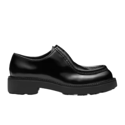 PRADA Men Brushed Leather Loafers Black Lace up 8.5 US 9.5  display picture 3