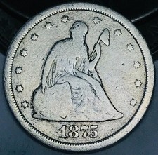 1875 S Twenty Cent Piece 20C Ungraded Circulated 90% Silver US Coin CC31886