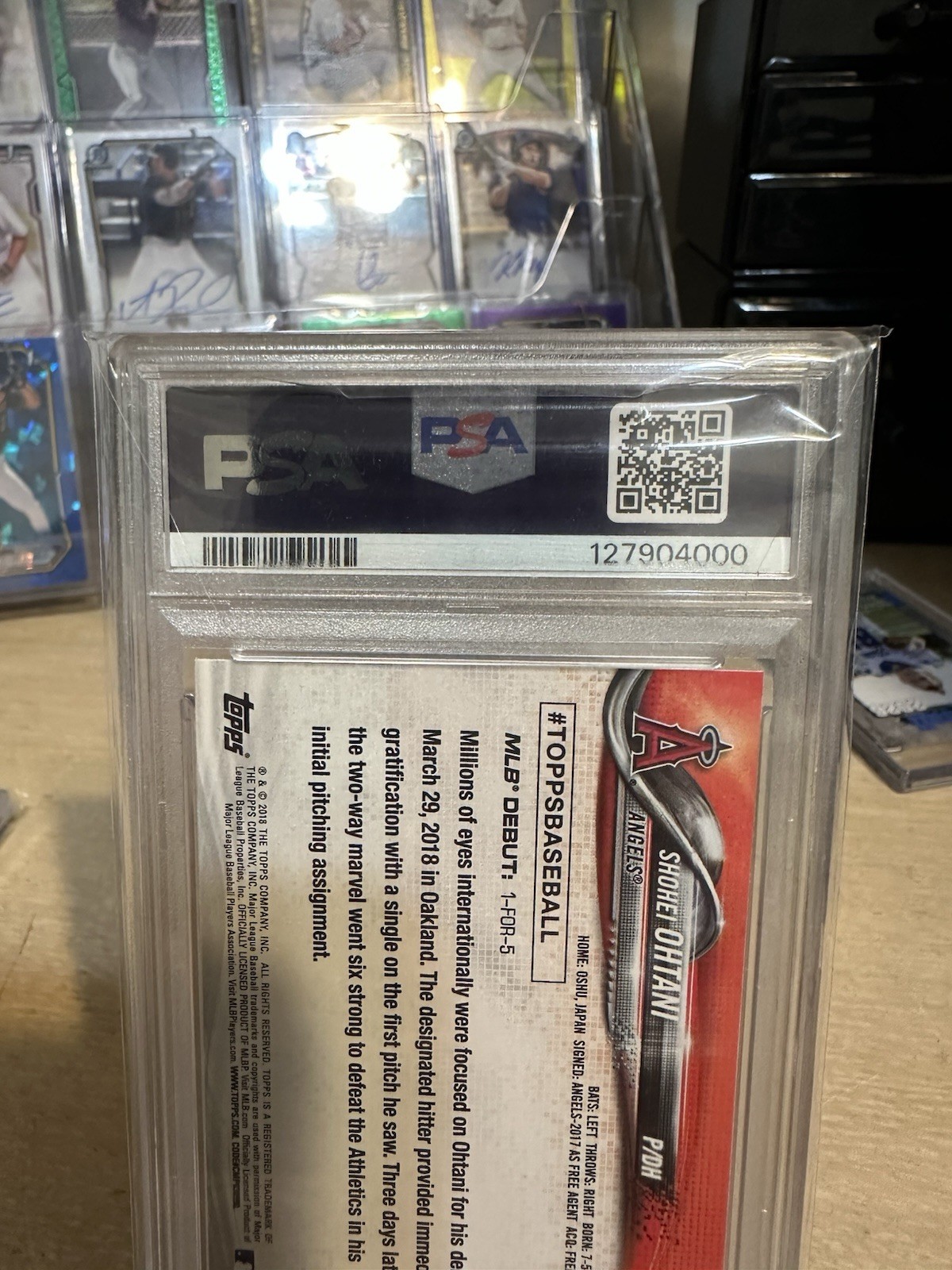 Topps 2018 Update Shohei Ohtani Angels Rookie Debut RC #US285 PSA 10 view 3