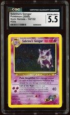 CGC 5.5 Sabrina's Gengar 14/132 Holo Gym Heroes Graded Pokemon Card SWIRL