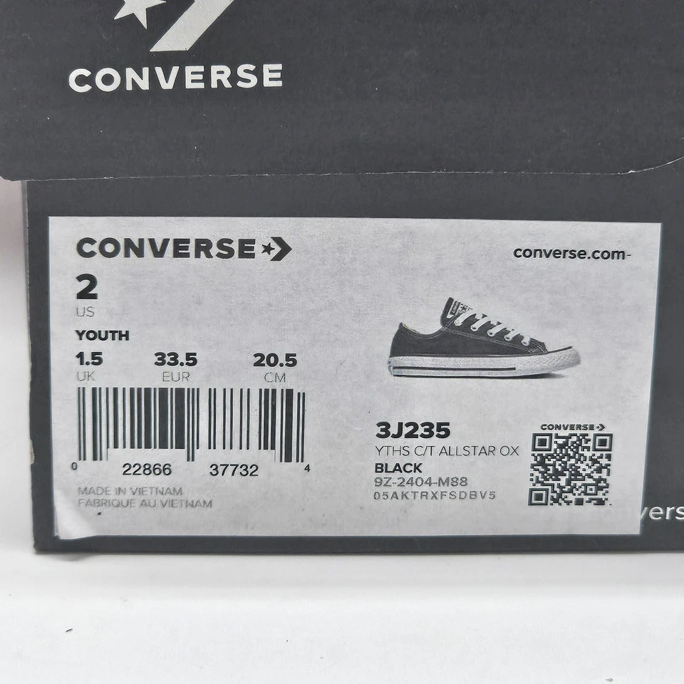 Converse Chuck Taylor все звезды OX низкий верхний кроссовок черный размер 2Y (3J235) | новый в коробке - Изображение 3 из 4