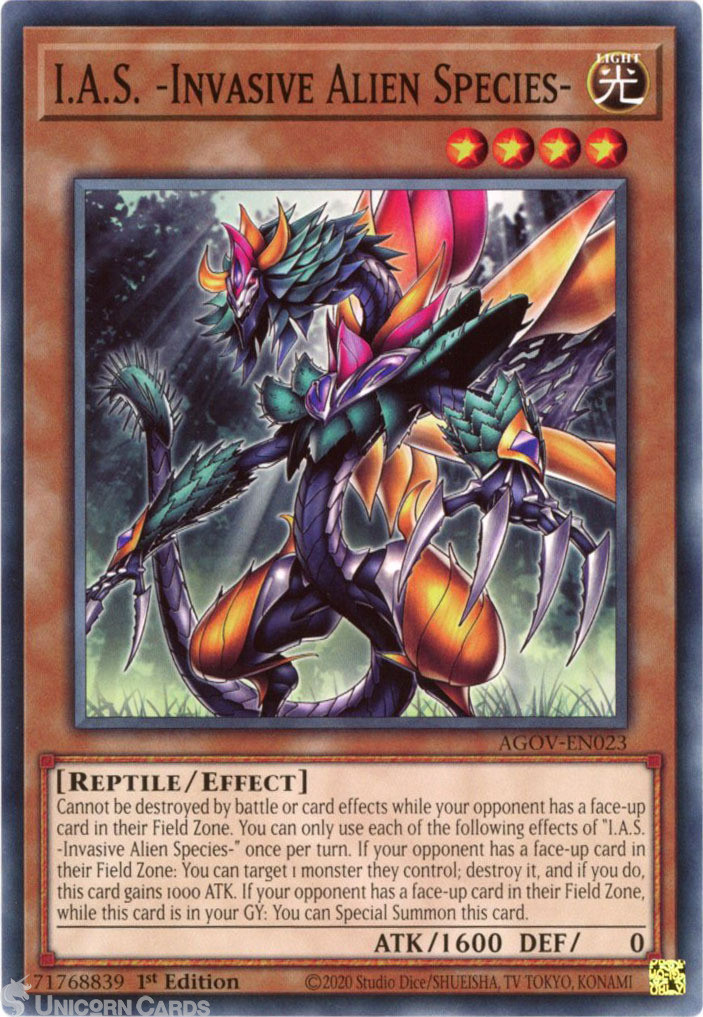 AGOV-EN023 I.A.S. -Invasive Alien Species- :: Common 1st Edition YuGiOh Card