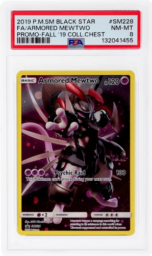 2019 Pokemon SM Black Star Promo Fall Collector Chest Armored Mewtwo PSA 8