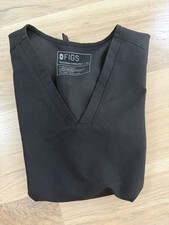 FIGS Technical Collection Women s XS Black V-Neck Scrub Top Solid