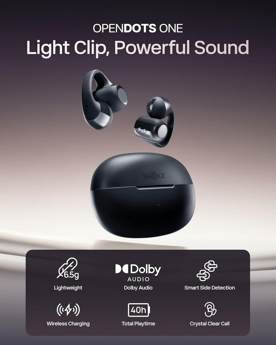 SHOKZ OPENDOTS ONE ワイヤレスイヤフォン 黒 ブラック Shokz OpenDots ONE Open Ear Clip On True Wireless Bluetooth