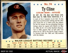 1963 Post Cereal #74 Ty Cline Indians 7 - NM