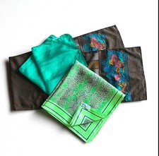 VINTAGE Scarves Lot of 3 Silk  Polyester VERA Robinson Golluber Hand Rolled