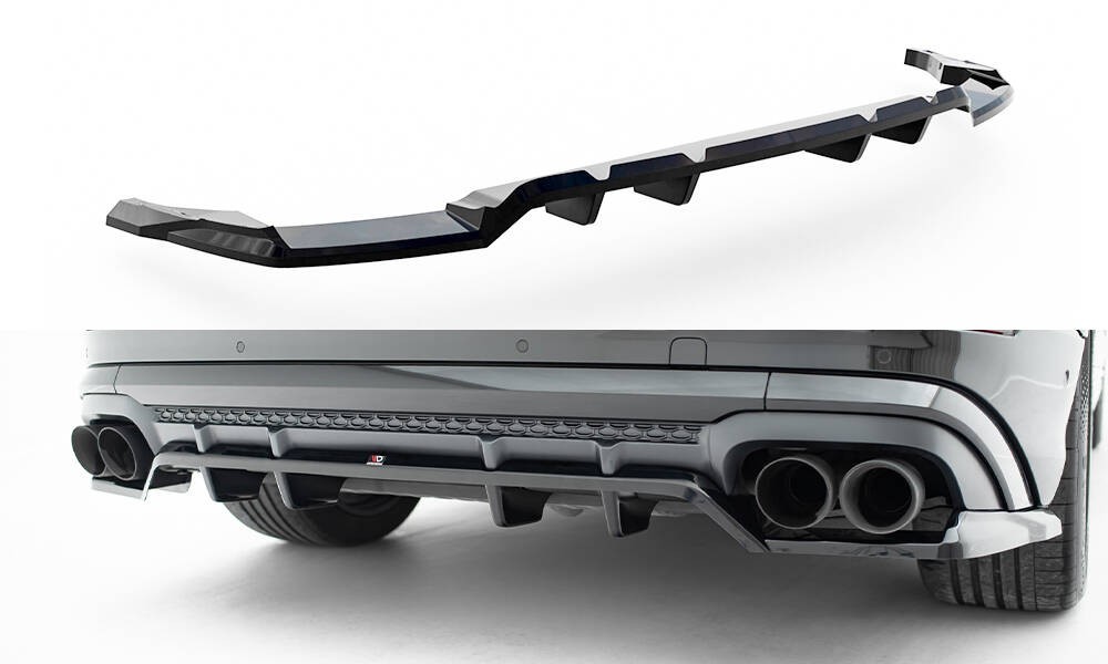 Splitter arrière Maxton V.2 Audi Q8 S-Line Mk finition luxe noire de haute précision