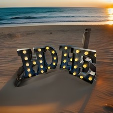 Marquee Letters 9  X 7  Metal/LED Lights/4 Hour Timer/Battery Spells  H O P E  