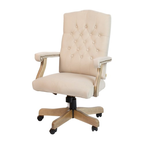Flash Furniture Derrick Microfiber Swivel Executive Office Chair Ivory (802IV)