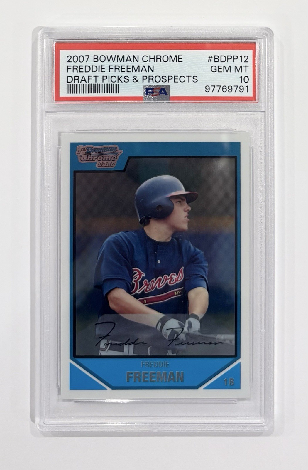 2007 Bowman Chrome Draft Draft Picks #BDPP12 Freddie Freeman PSA 10 Gem Mint