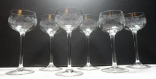 6 Weingläser Stengelglas geschliffen Jugendstil oder Art Deco Höhe 17cm