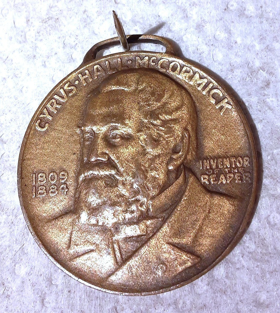 * KILLER * Antique Metal Adv. Watch Fob - 1931 IH McCormick-Deering Reaper 100th