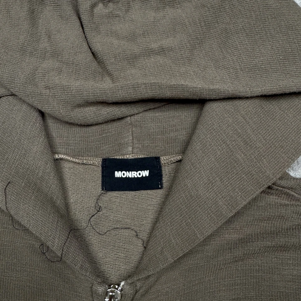 Monrow Sudadera con Capucha Mujer Talla S Marrón Cremallera Completa Sudadera con Capucha Bebé Muñeca Informal Foto 4 de 4