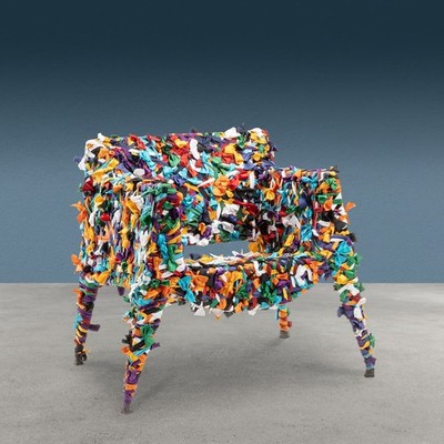 Anacleto Spazzapan モダンデザイン スチール チェア 椅子 Glass Armchair Tessuto Series Iron Design Anacleto Spazzapan 2000s