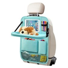 Car Backseat Organizer with Tray, Seat Back Table Holder with 6 1Pack Blue
