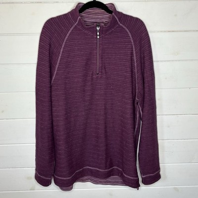 Tommy Bahama Reversible Sweater Sweatshirt Men s L Purple White Striped & Solid 