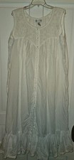 Vintage 90's Lord  Taylor White Cotton Nightgown Pearl Buttons Pin Tucks Sz 3x