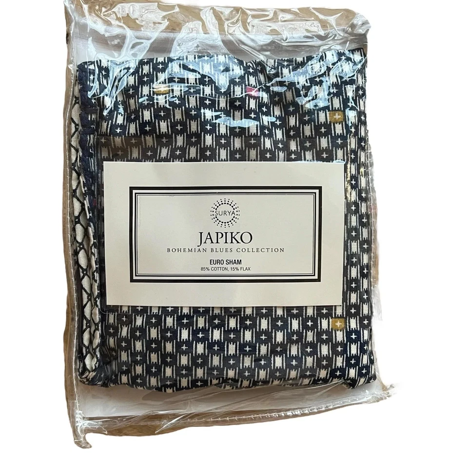 Japiko Euro Sham de Surya, Bohemian Blues - JPK1000-ES Nuevo en Paquete Foto 4 de 4