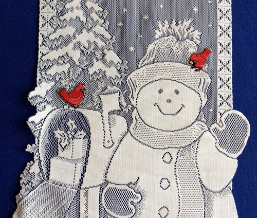 Lace Snowman Christmas Card Holder Cardinals Mailbox - Picture 4 of 8